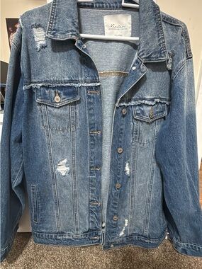 Maurices KanCan Distressed Blue Denim Jacket